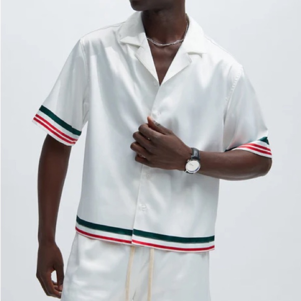 White Short Sleeve Shirt and Shorts Set